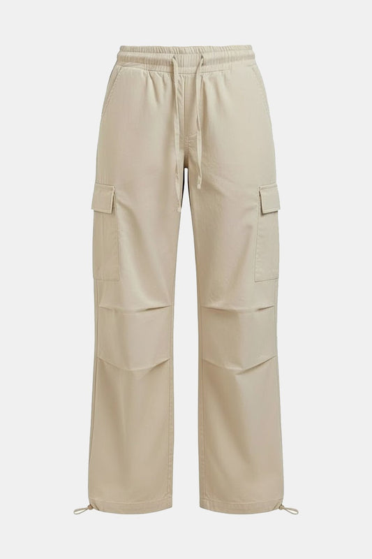 Beige parachute pants