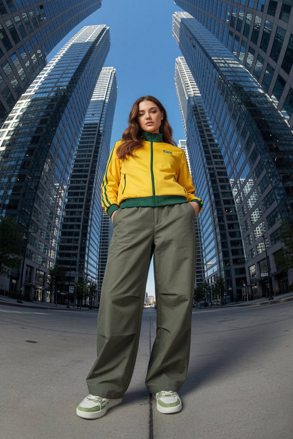 Khaki parachute pants