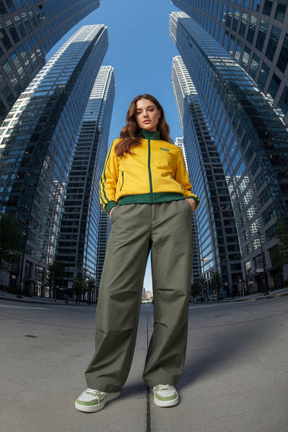 Khaki parachute pants