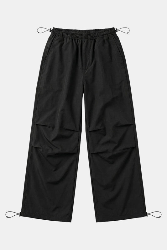 Black parachute pants