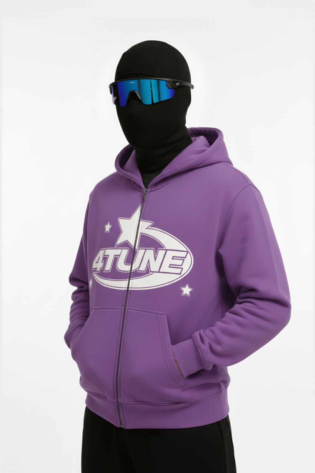 Purple full-zip hoodie