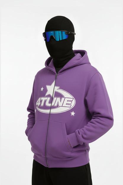Purple full-zip hoodie