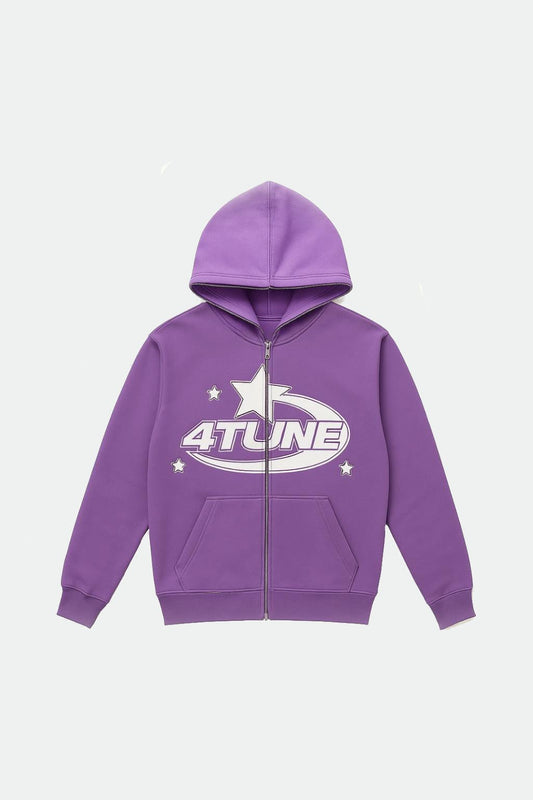 Purple full-zip hoodie