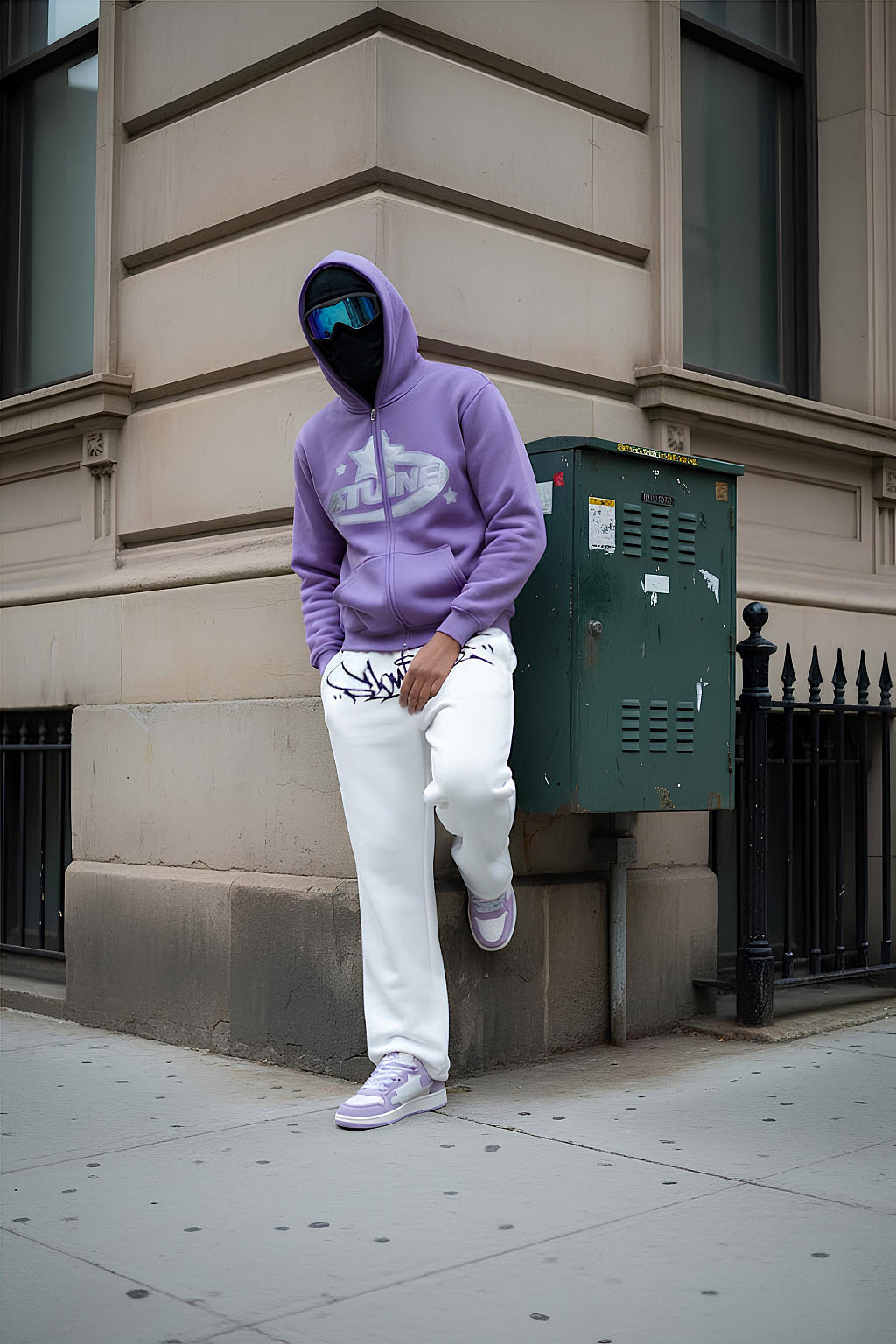 Purple full-zip hoodie