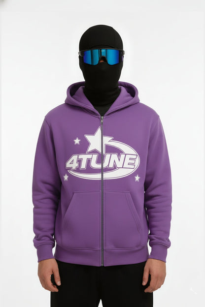 Purple full-zip hoodie