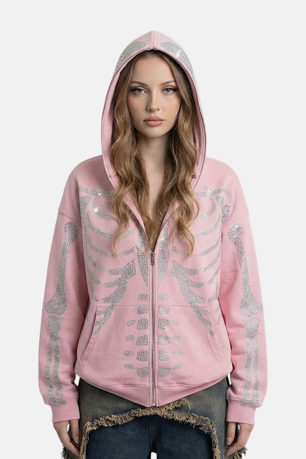 Rhinestone skeleton hoodie