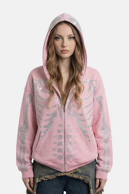 Rhinestone skeleton hoodie