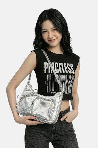 Handbag with transparent panel