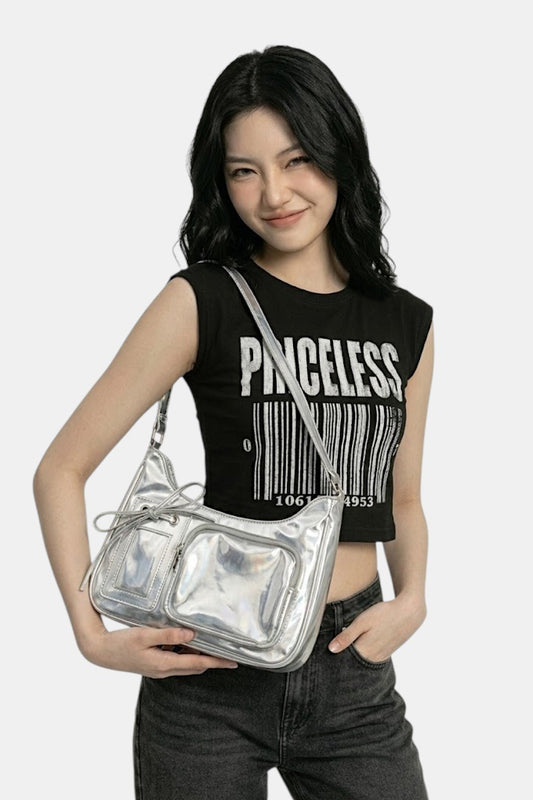 Handbag with transparent panel