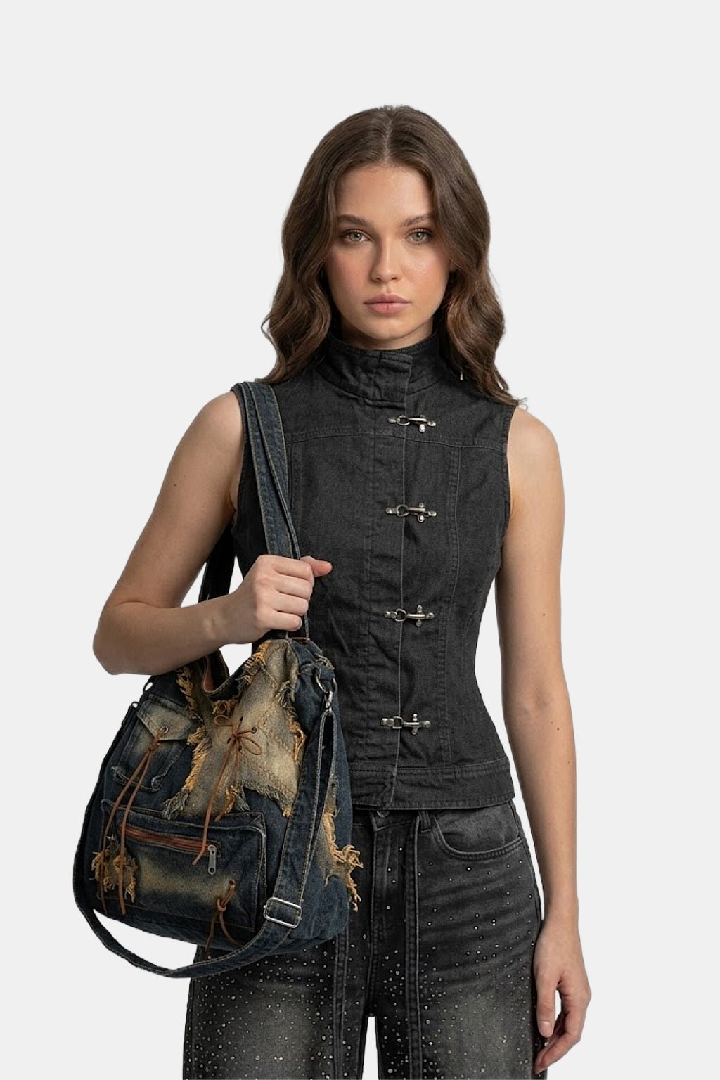 Sac cabas en denim délavé