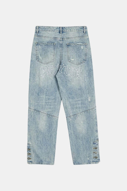 Stacked denim jeans for men