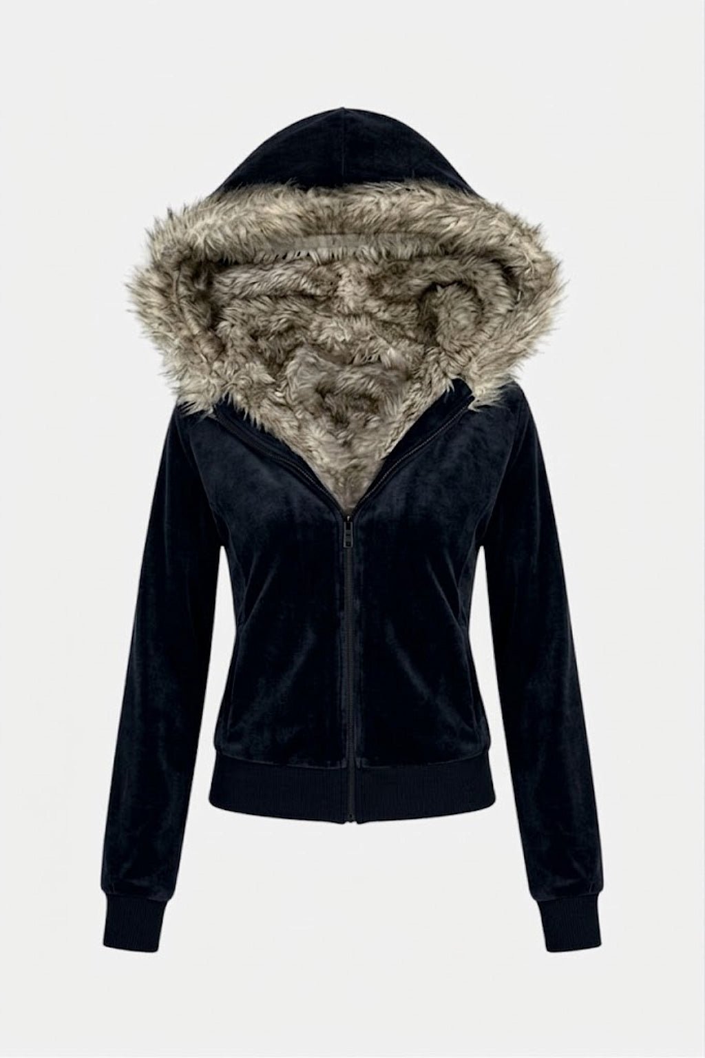 Suede fur hoodie