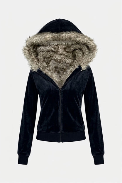 Suede fur hoodie
