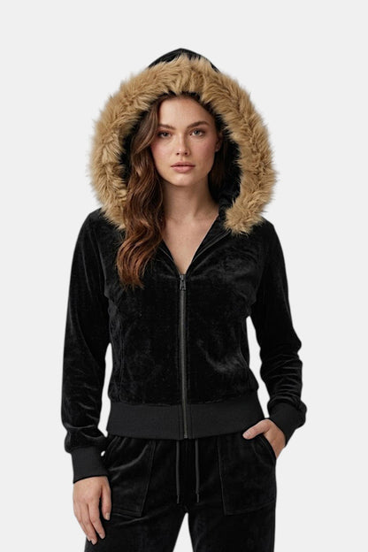 Suede fourrure hoodie