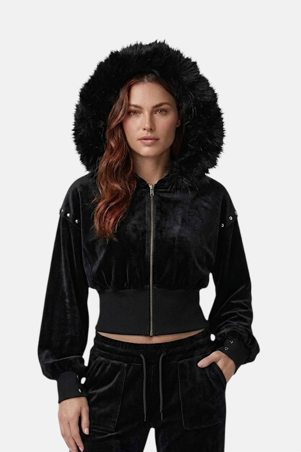 Suede fur hoodie