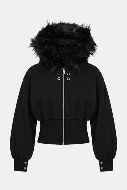 Suede fur hoodie