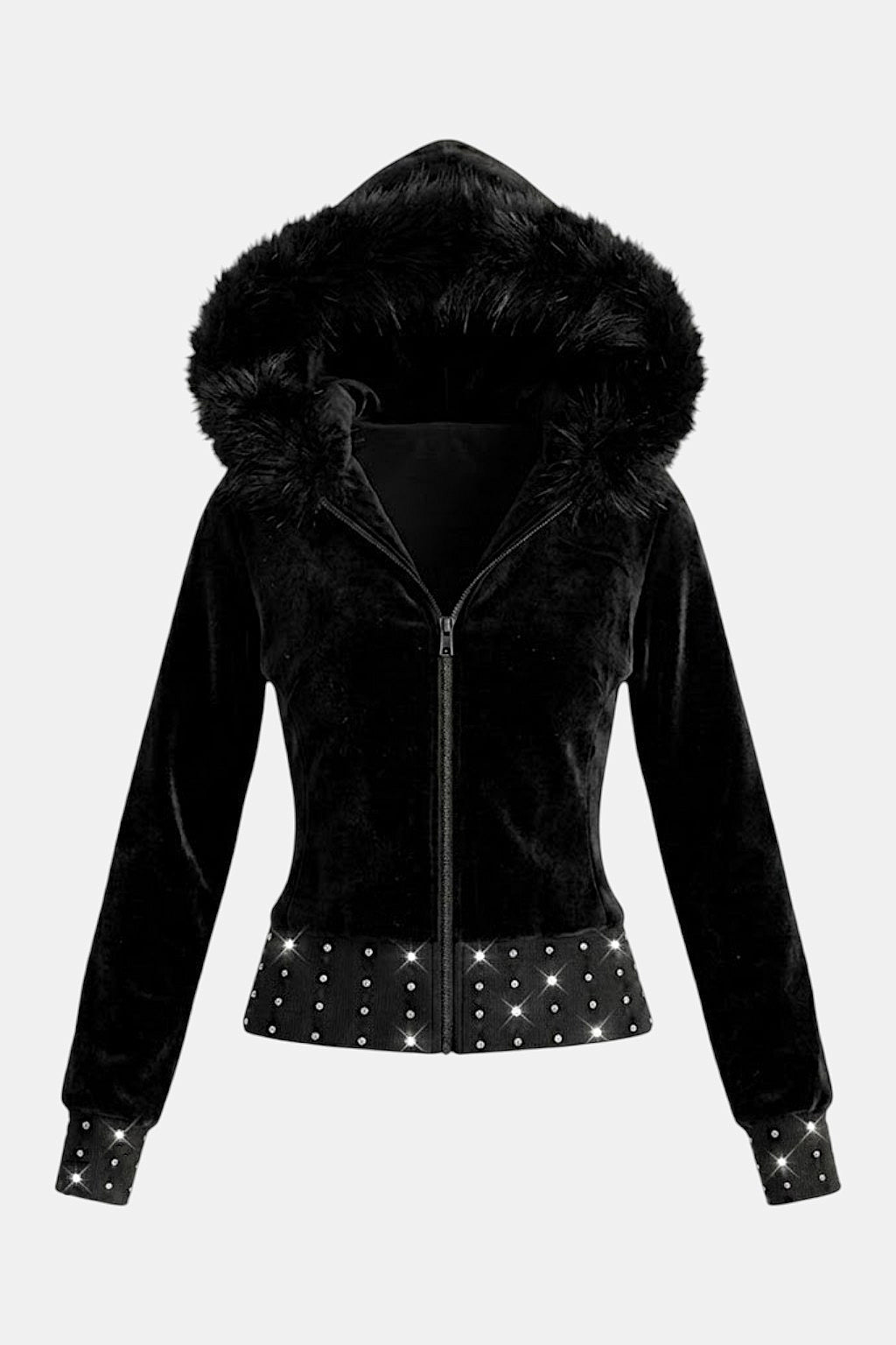 Suede fur hoodie