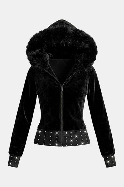 Suede fur hoodie