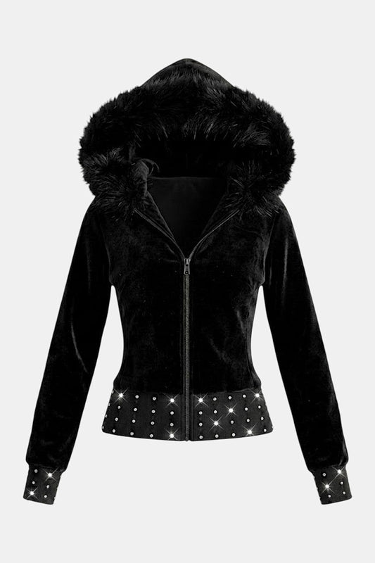 Suede fur hoodie