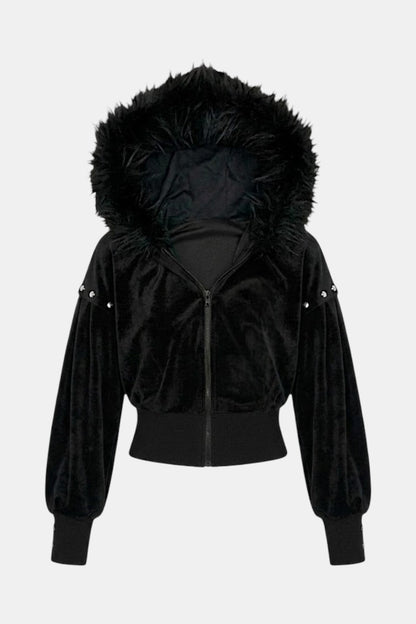 Suede fourrure hoodie