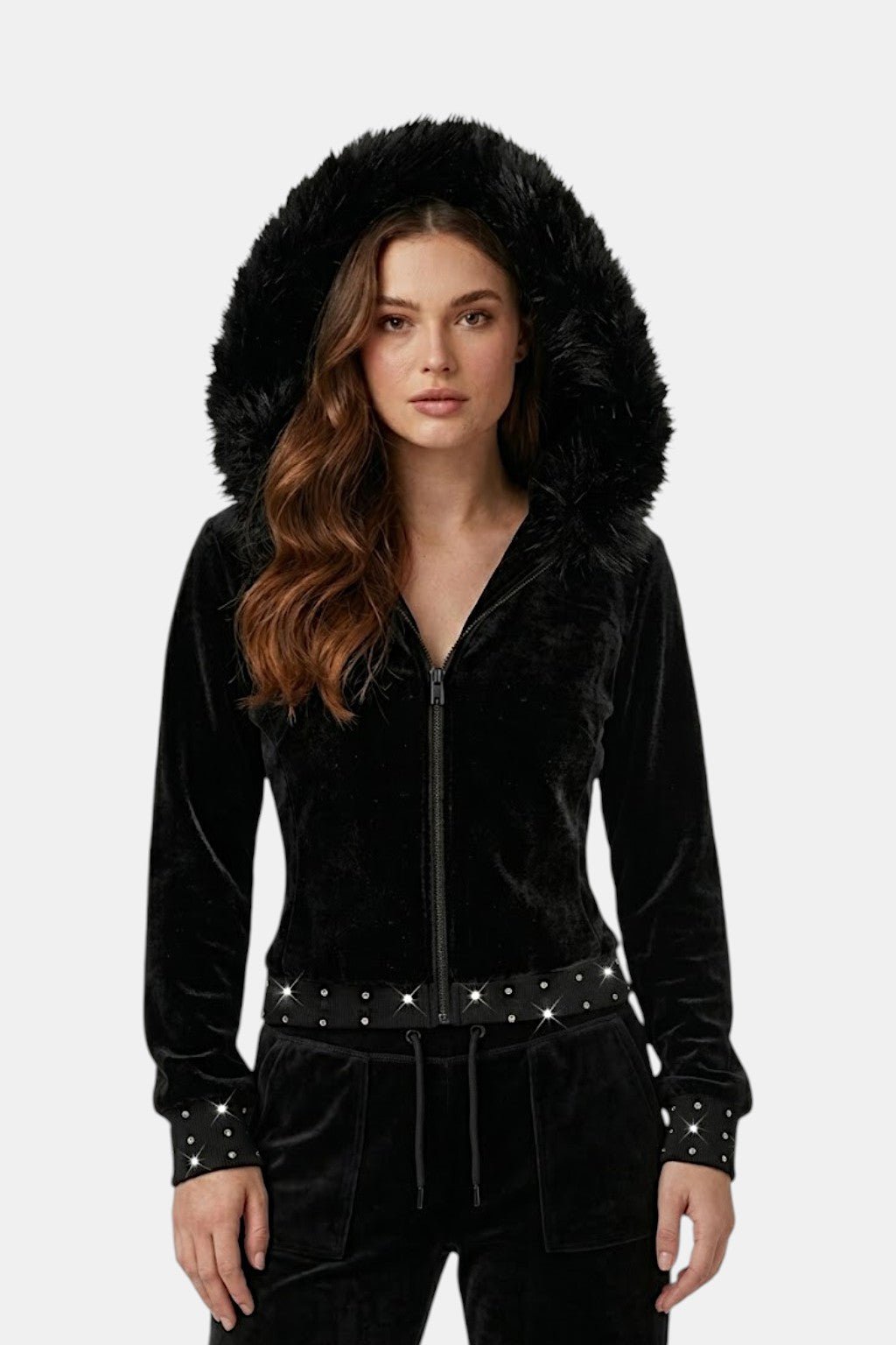 Suede fur hoodie