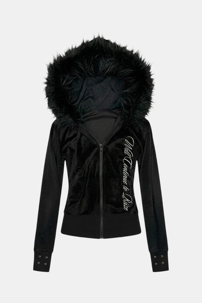 Suede fourrure hoodie
