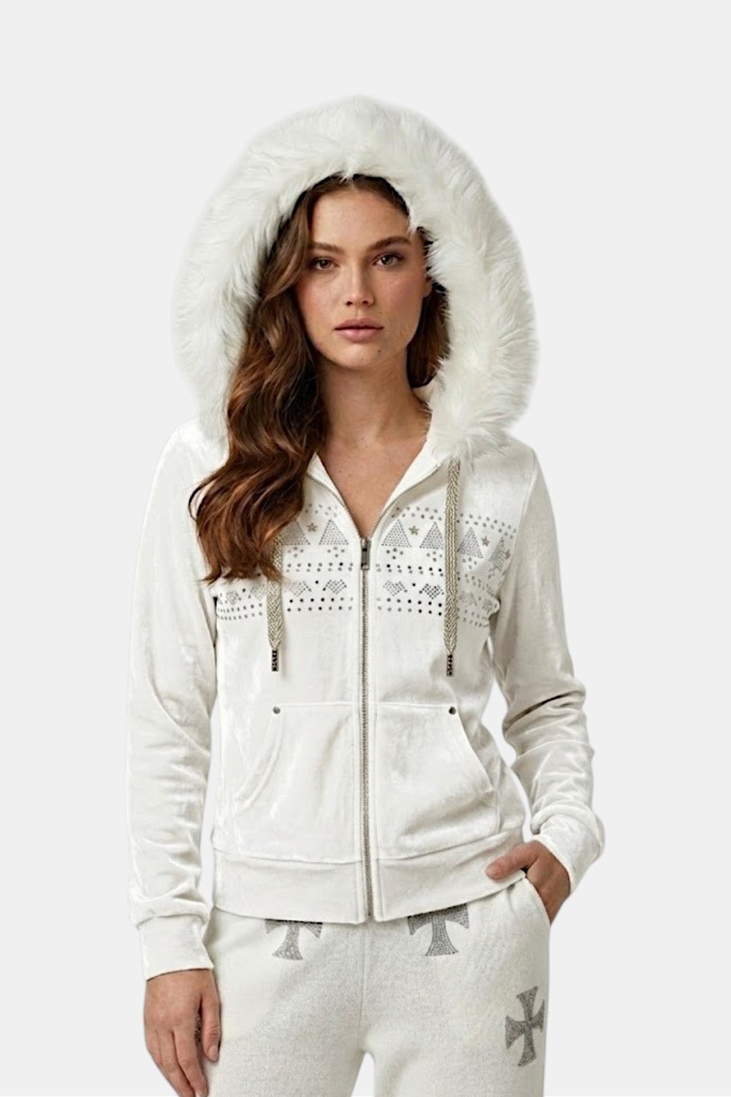 Suede fur hoodie