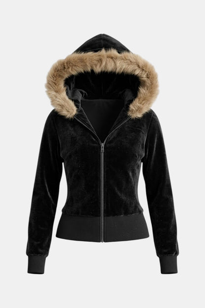 Suede fourrure hoodie