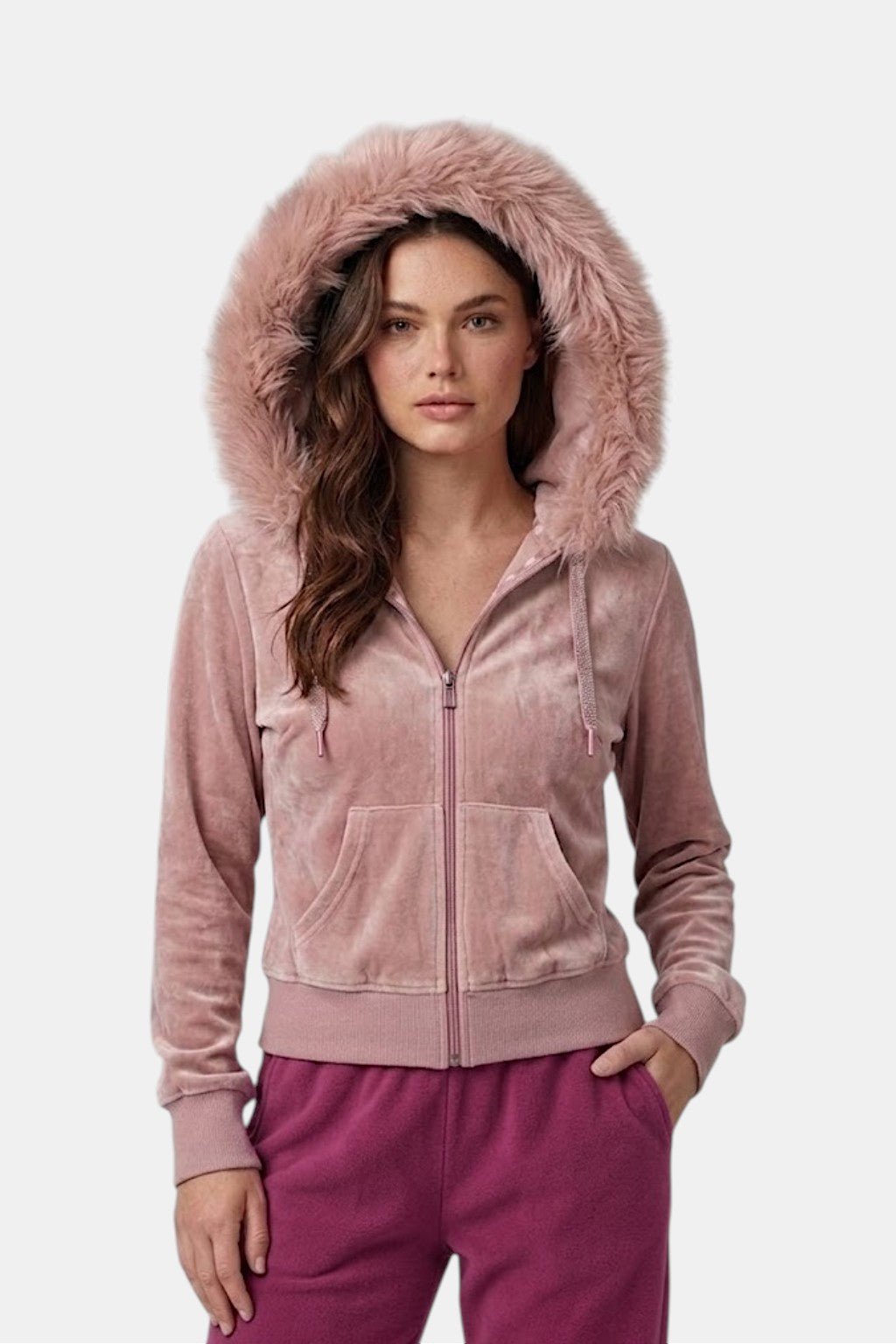 Suede fourrure hoodie