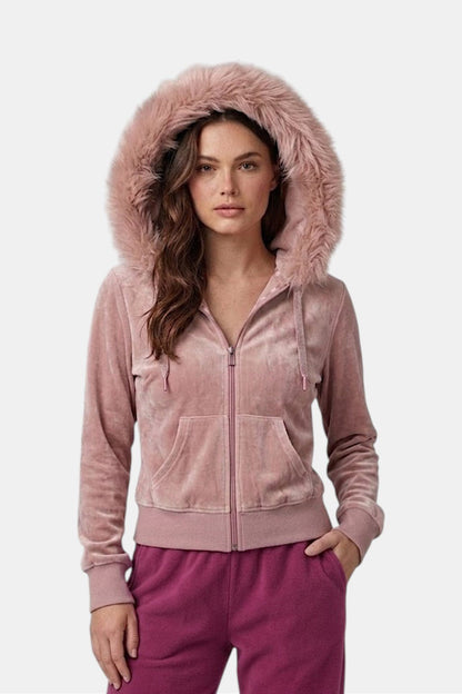 Suede fourrure hoodie