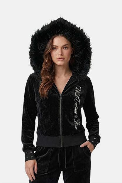 Suede fur hoodie