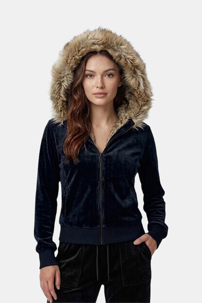 Suede fourrure hoodie