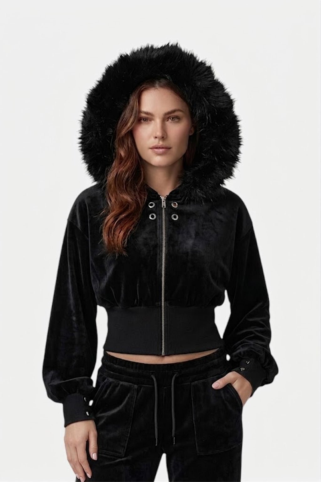 Suede fur hoodie