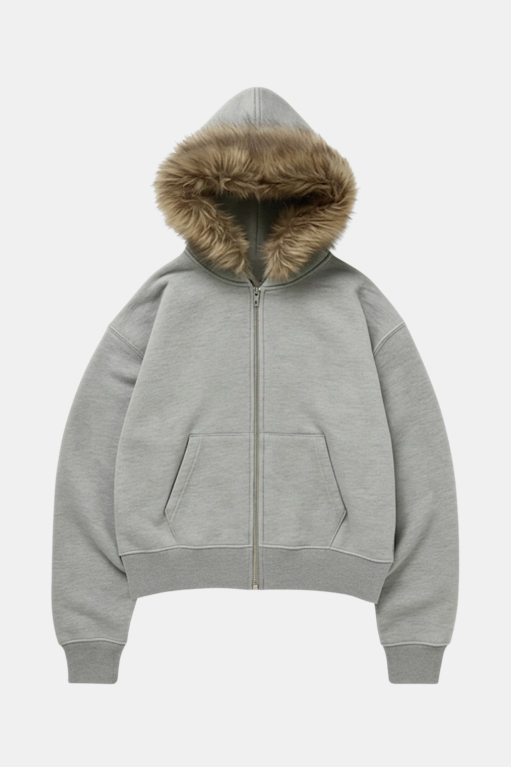 Fur hooded sweatshirt