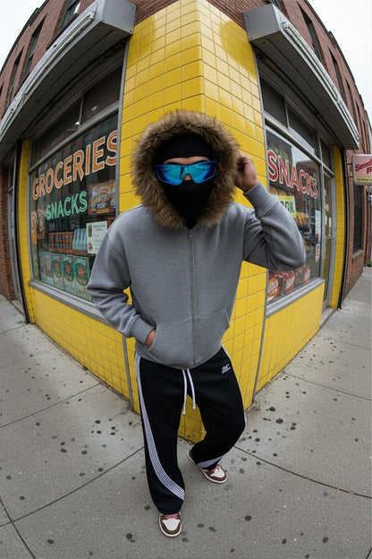 Fur hooded sweatshirt