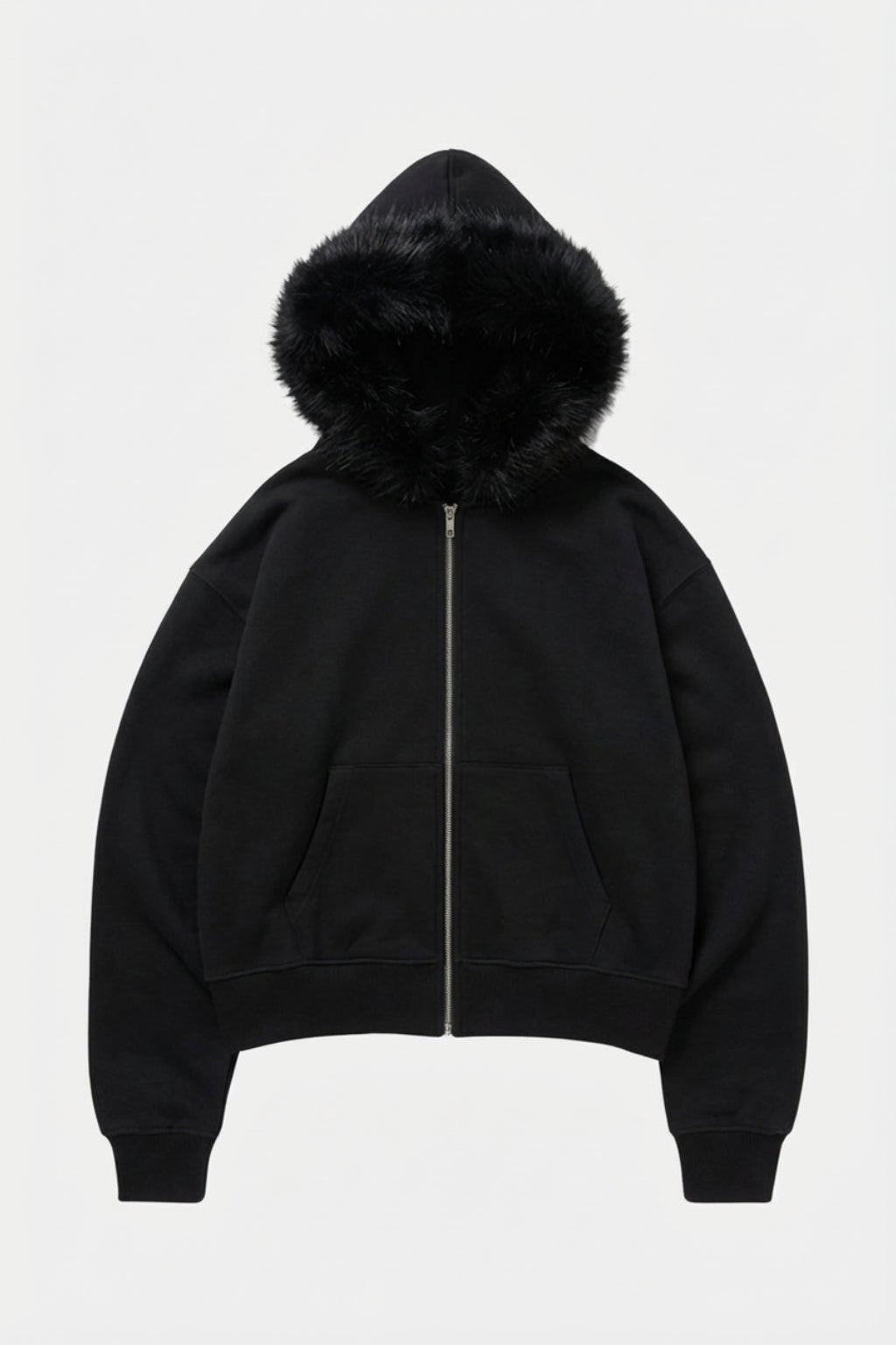 Fur hooded sweatshirt