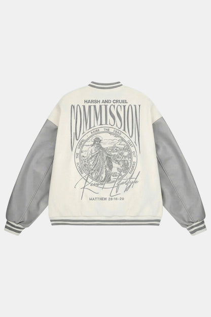 Beige varsity jacket