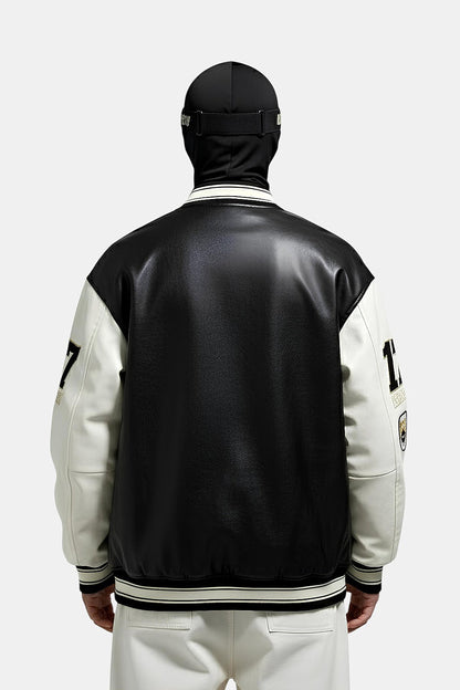 Leather varsity jacket