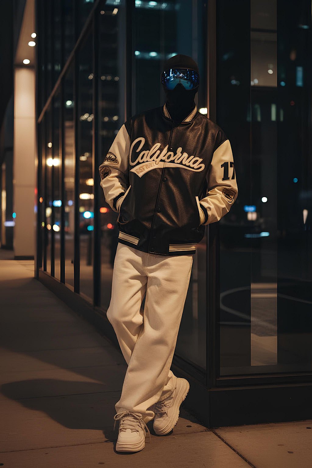 Leather varsity jacket