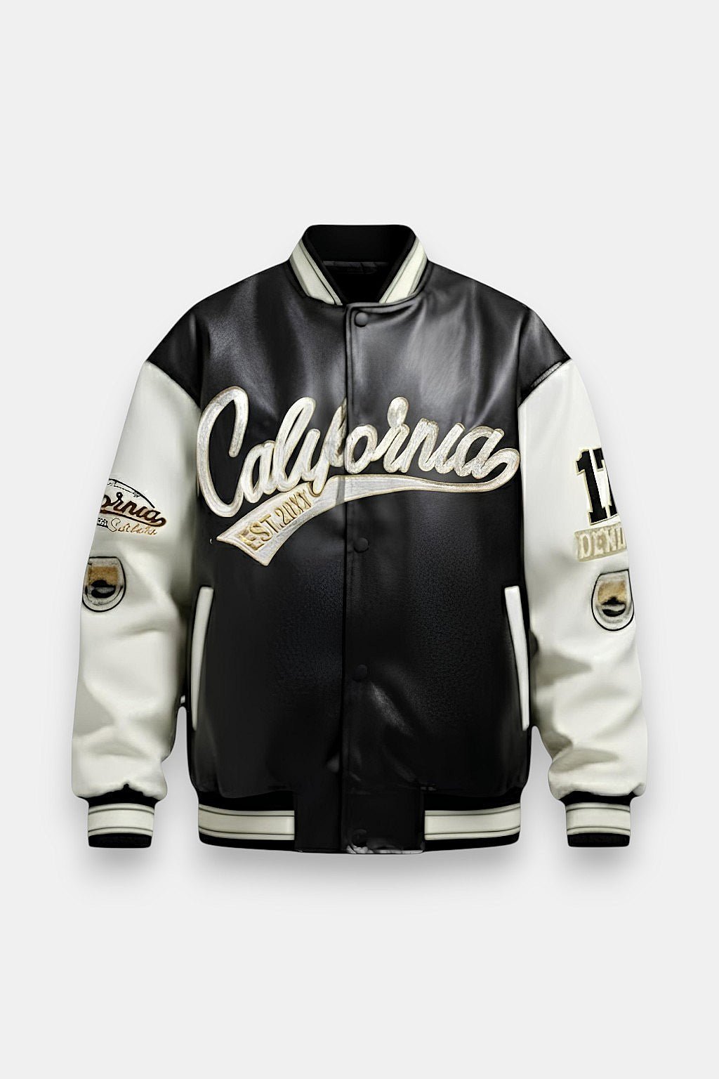 Leather varsity jacket