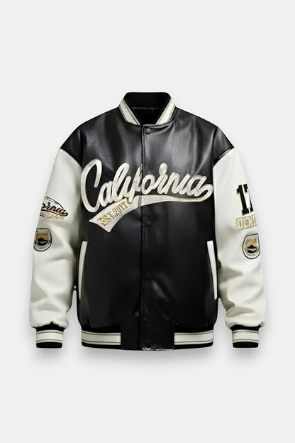 Leather varsity jacket
