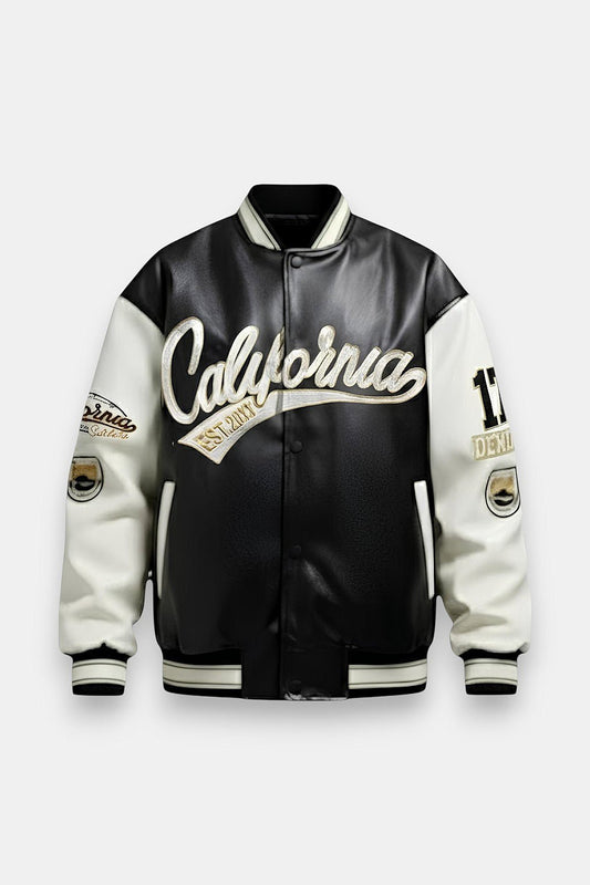 Leather varsity jacket