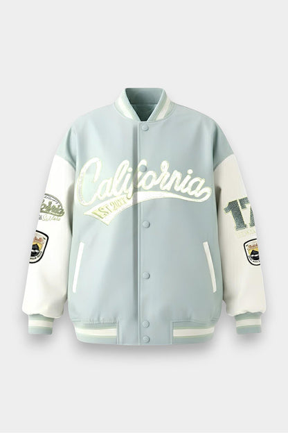 Leather varsity jacket