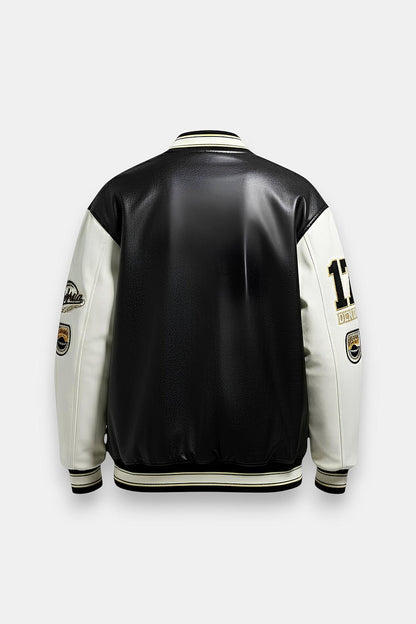 Leather varsity jacket