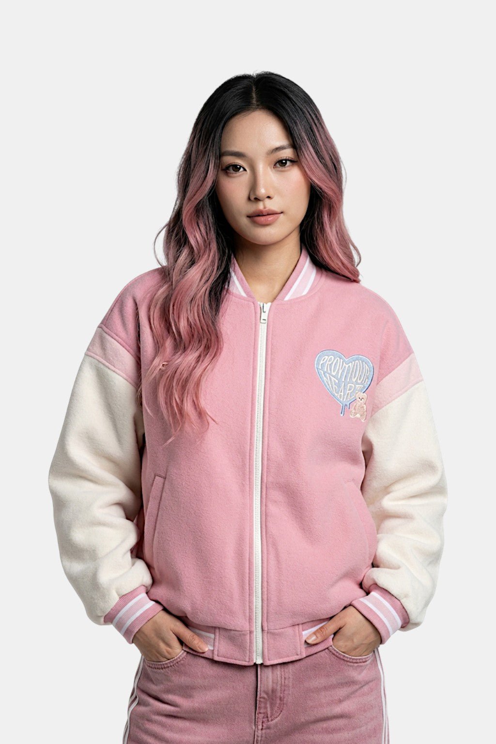 Pink varsity jacket