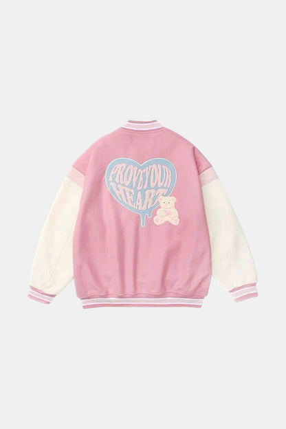 Pink varsity jacket