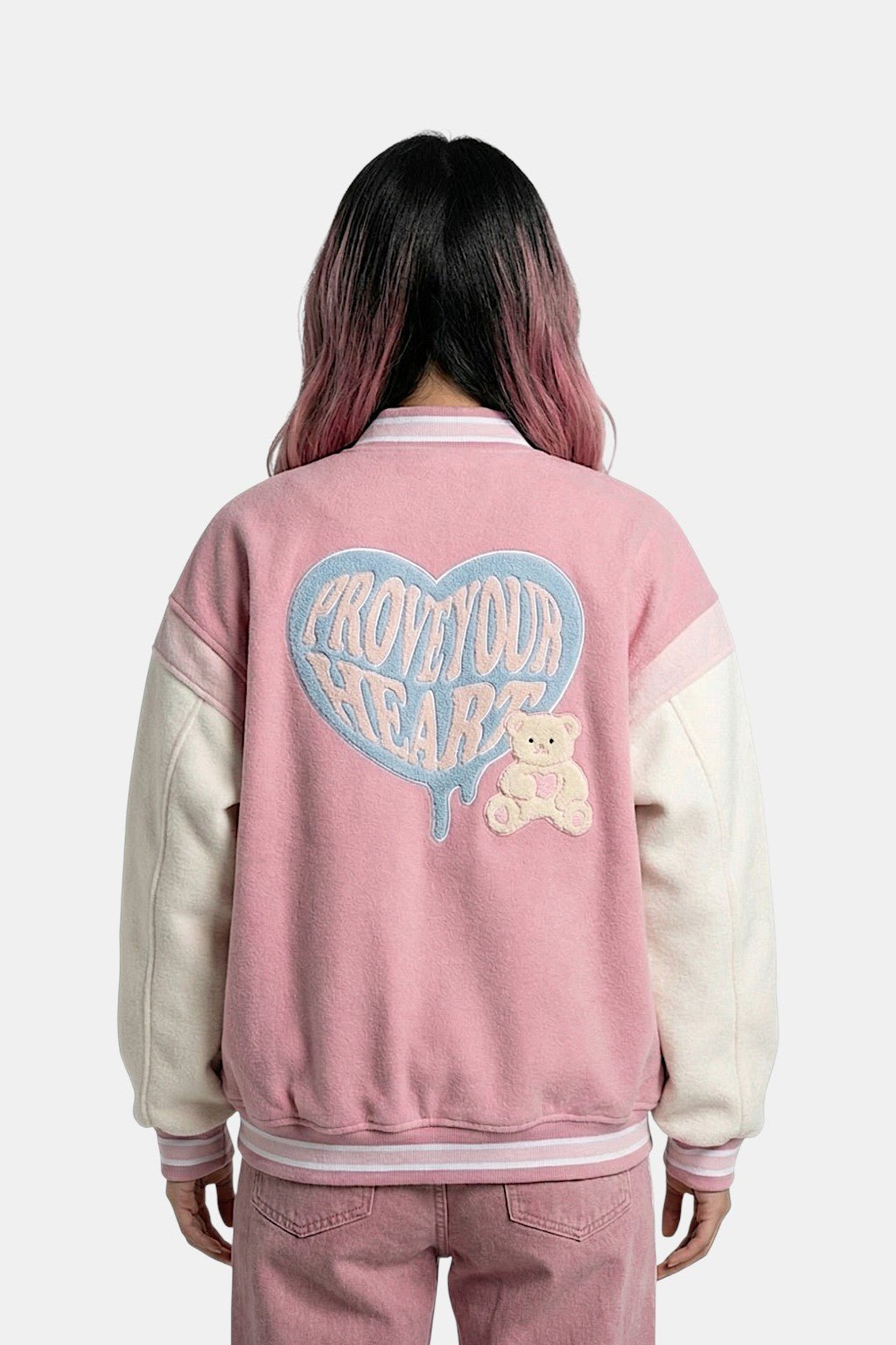 Pink varsity jacket
