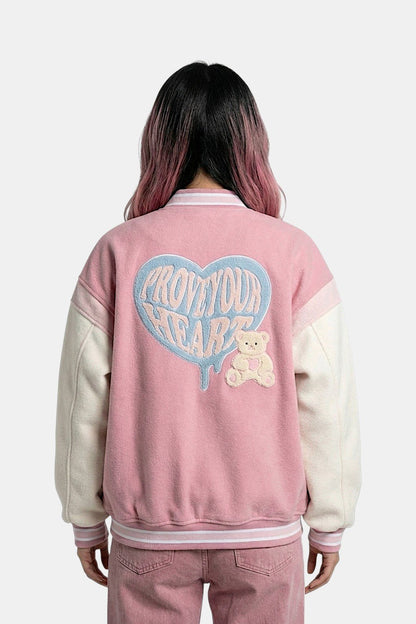 Pink varsity jacket