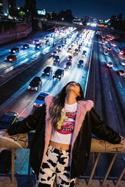 Fur leather jacket