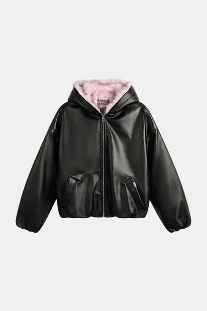 Fur leather jacket